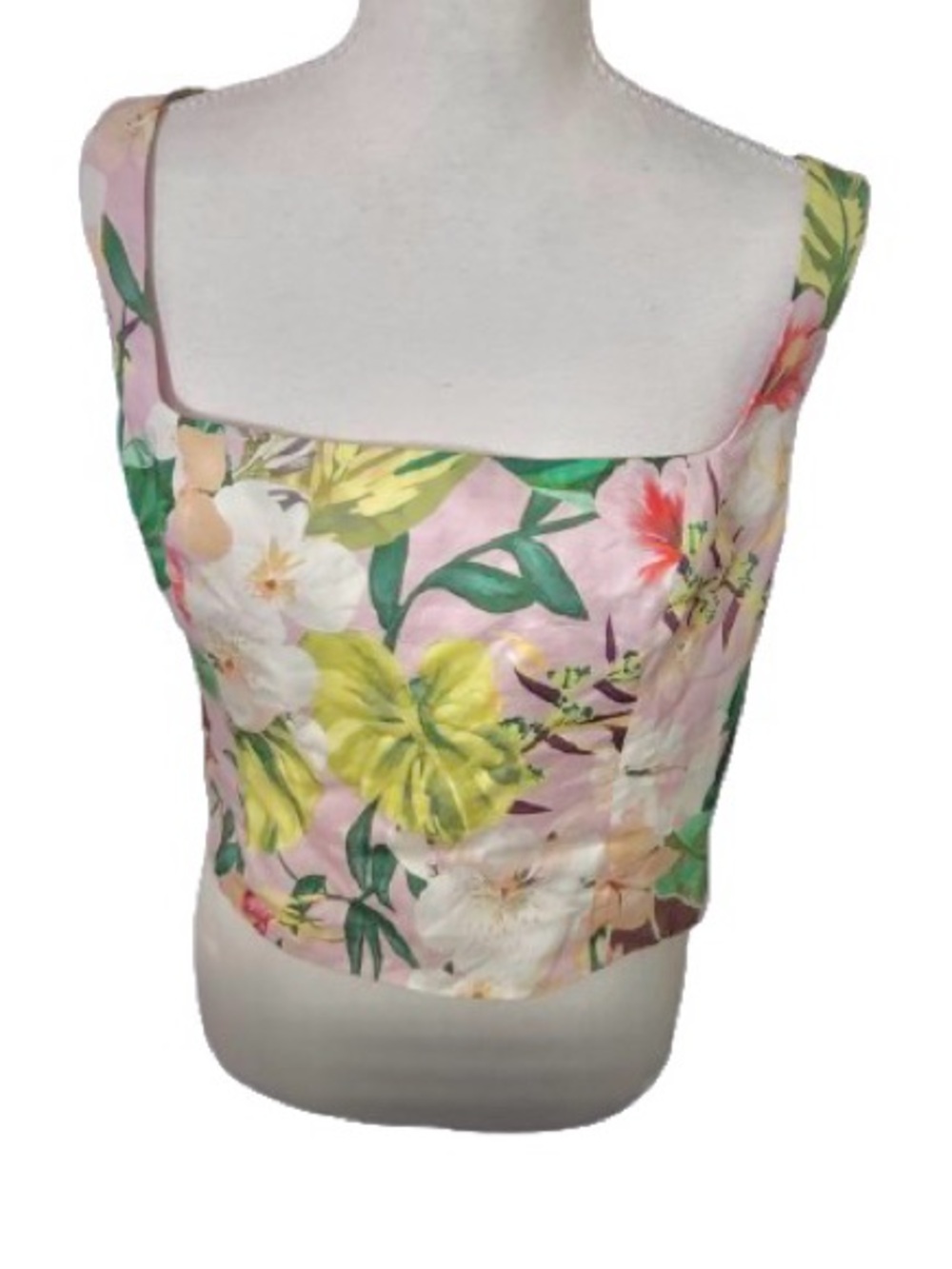 Tropical Floral 100% Cotton ANTONIO MELANI Tank Top Flowers Designer Large